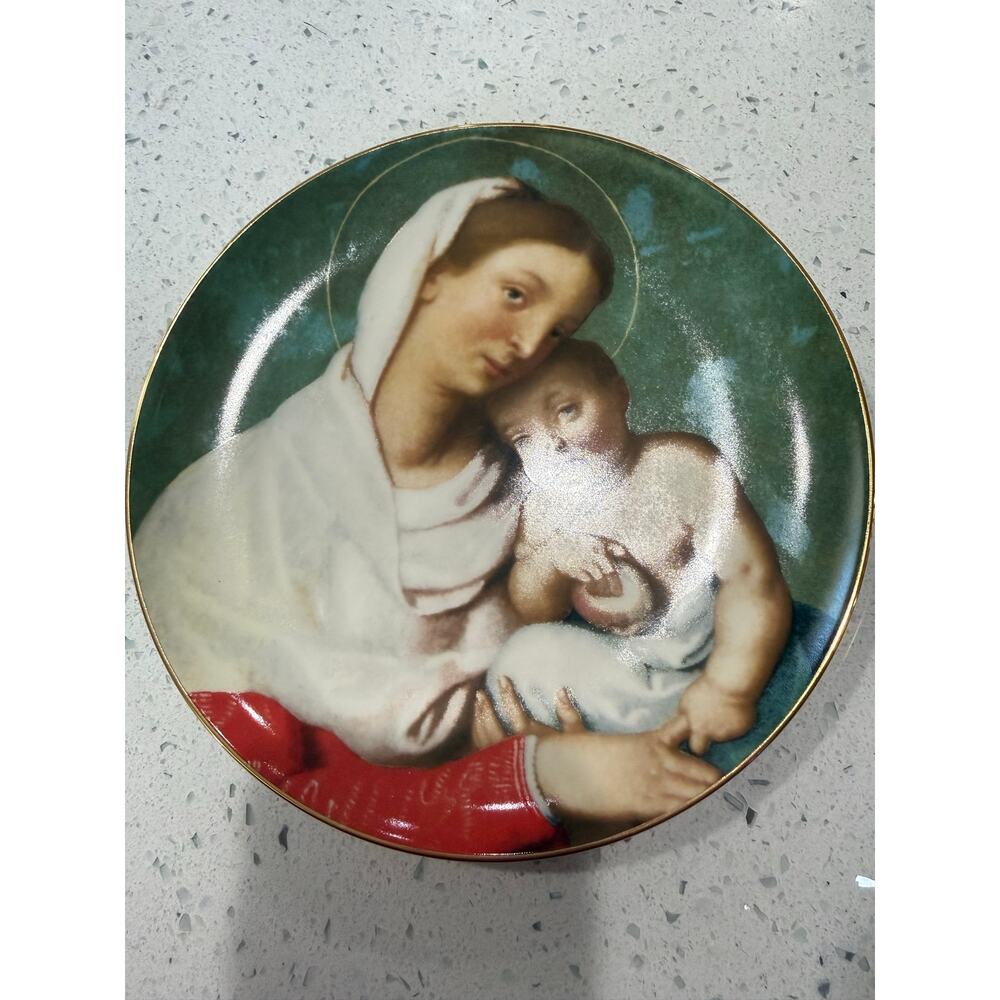 1987 Annual Christmas Stamp Art Plate Madonna l Child Limited Edition Collector